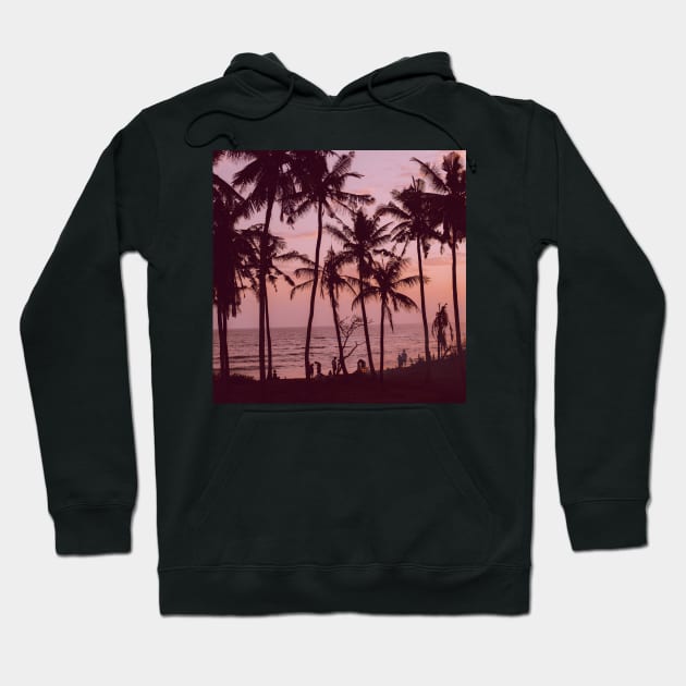 Palm Tree Ocean Beach Silhouette Sunset Hoodie by Felicity-K